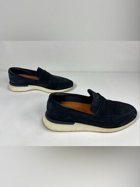 Wolf and Shepherd Crossover Loafer Dark Navy Suede Business Casual Penny Mens 9